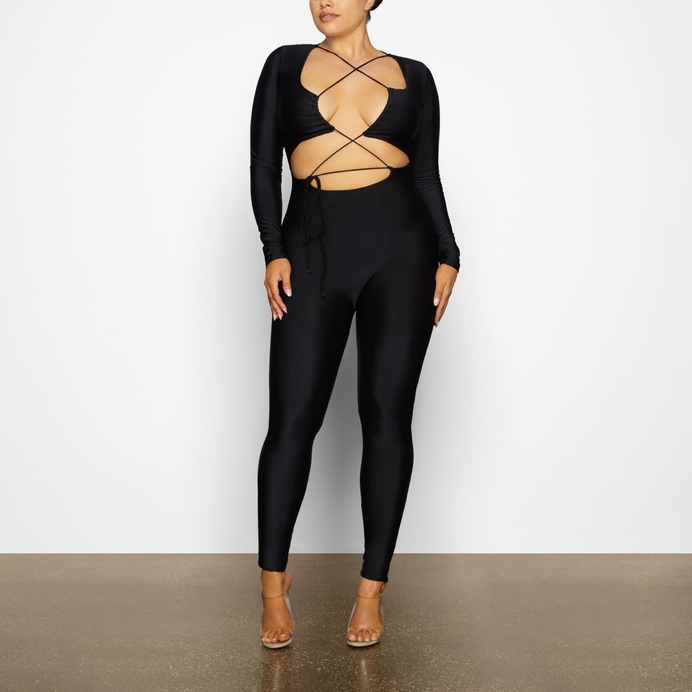 SKIMS LACE UP CATSUIT in Onyx NEW